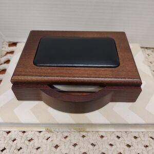 Dacasso Walnut Leather 4x6 Memo Holder Desk Organizer